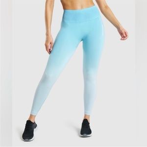 Gym shark workout leggings. Light blue ombré. Seamless. Size medium. New.